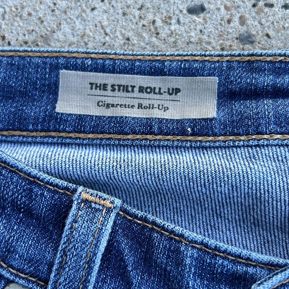 AG The Stilt Cigarette Roll-Up Low-Rise Distressed Stretch Ankle Jeans Waist 26 - Picture 4 of 11